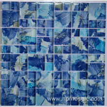 blue art mosaic tile for pool